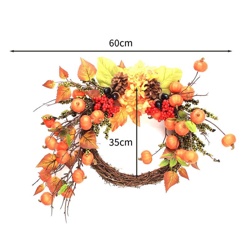 J1UL1N Fall Decor Fall Wreath For Front Door Pumpkins Berries Wreath Decorations For Autumn Thanksgiving Harvest Farmhouse Home