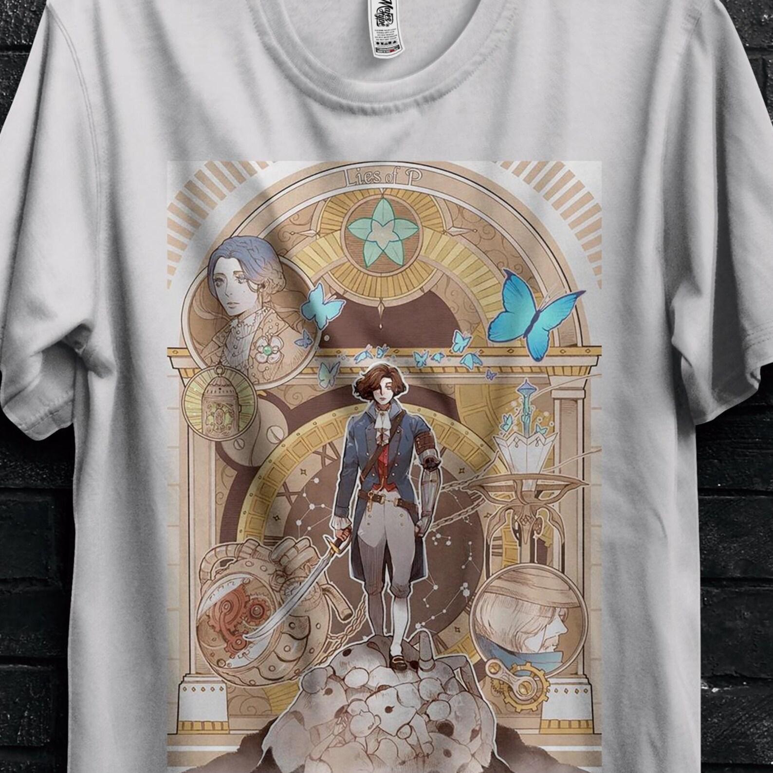 Lies Of P Cosplay T-Shirt Gift For Gamer,Bootleg Game For Man,Geppetto Lies Of P Merch,Lies Of P STL Apparel,Gemini Lies Of P Mask For Mens M