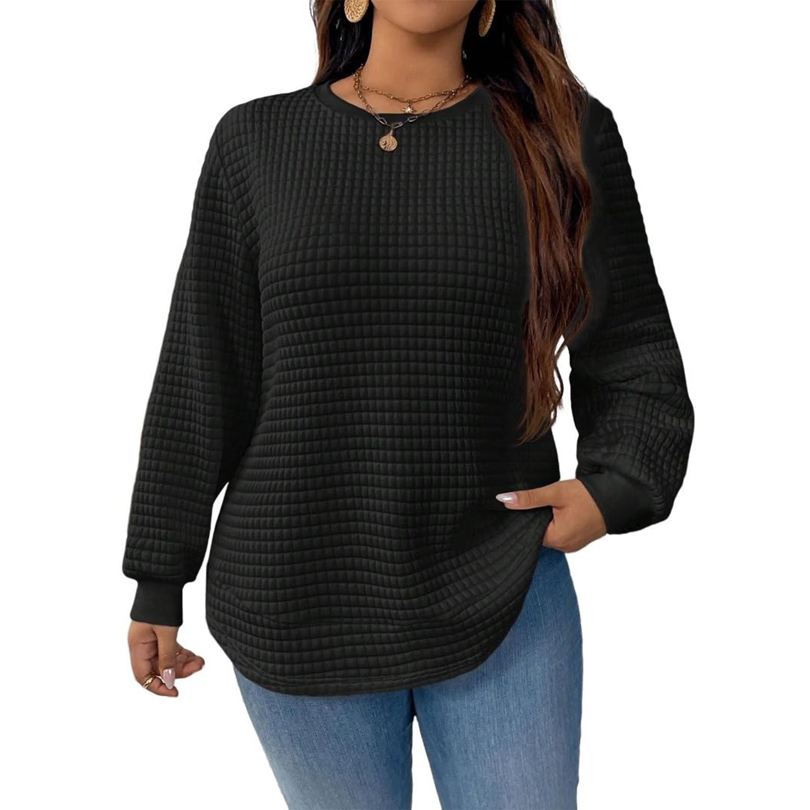 

Женский модный однотонный топ с длинным рукавом XXXXL чёрный