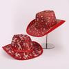 Red Christmas Cowboy Hat Santa Claus Decoration Holiday Party Props Wide Brim Cowgirl Hat Jazz Hat