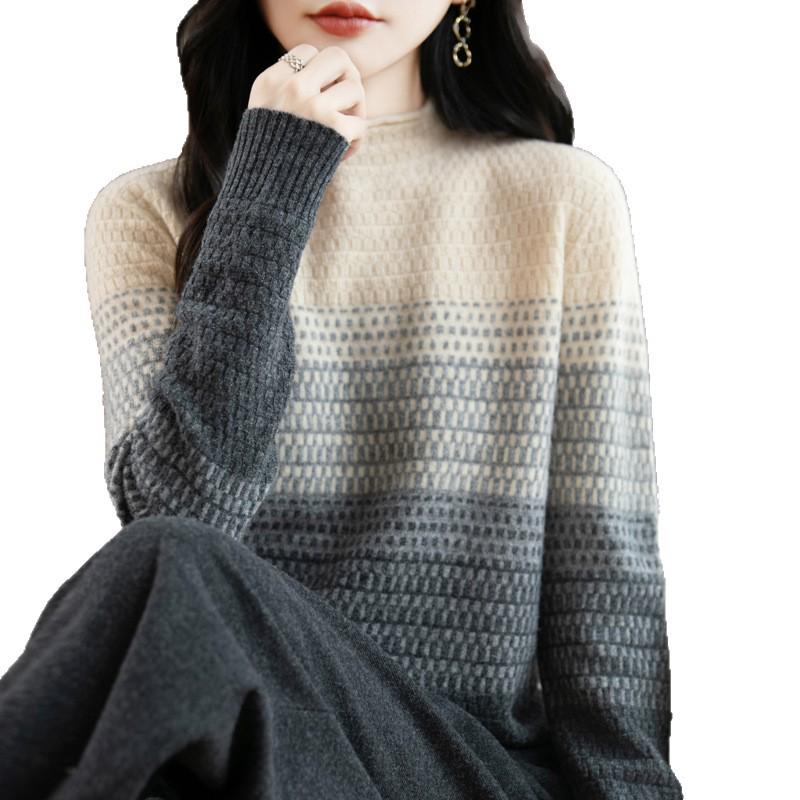 100% Pure Wool Half-High Neck Autumn/Winter Sweater: Soft, Thick, and Stylish Women's Base Layer Pullover