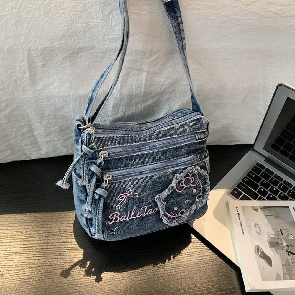 Lightweight Large Capacity Denim Multipurpose Storage Bag for Daily Use
