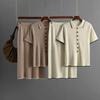 Western Style Fashion Knitted Short Sleeve Top Skirt Two-piece Set Knited Top and Skirt Set