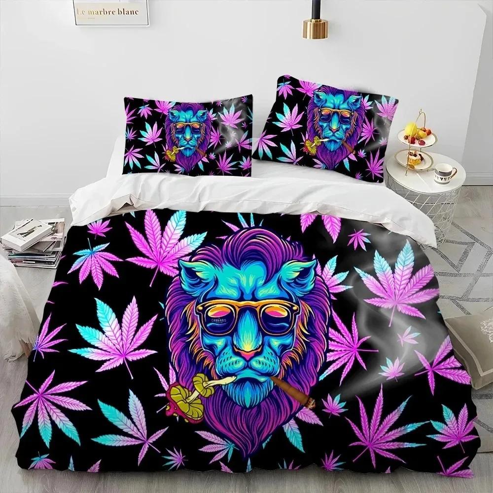 

Maple Weed Plant Green Death Skull Smoke Bedding Set Duvet Cover Bed Set Quilt Cover Pillowcase Comforter King Queen Size EU single(135x200cm)
