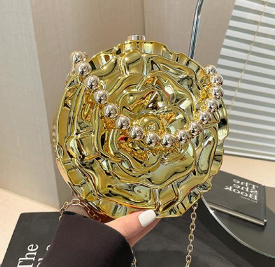 Chain Flower Acrylic Women's Bag 2025 New European and American Niche Shoulder Bag Pearl Handbag Dinner Bag Tide