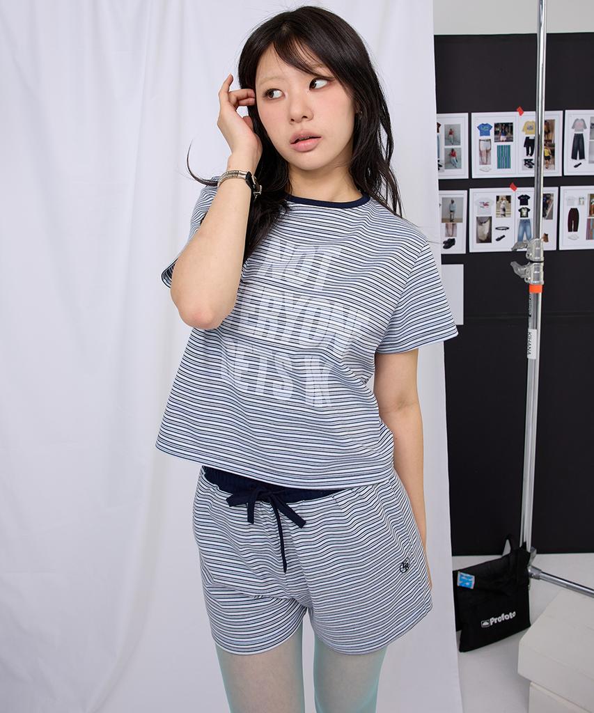 EEERRR Not Everyone Stripe Set-Up Short Pants (Skyblue)