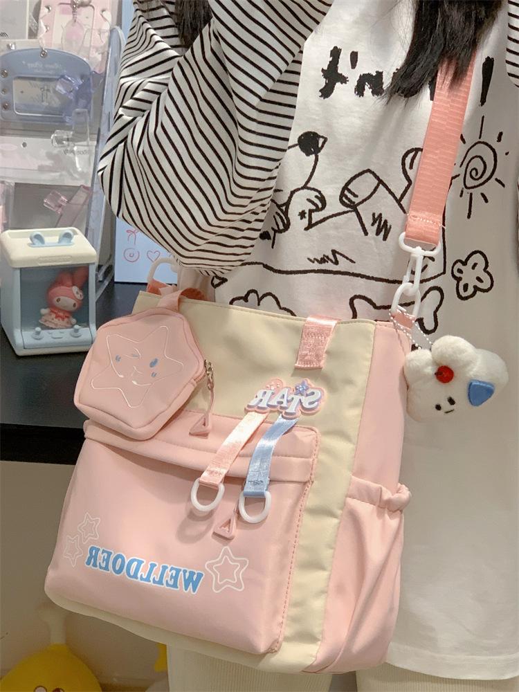 School Bag Japanese Ins Cute Student Portable Tutoring Bag High Value Large Capacity Casual Shoulder Bag Versatile Sweet Backpack