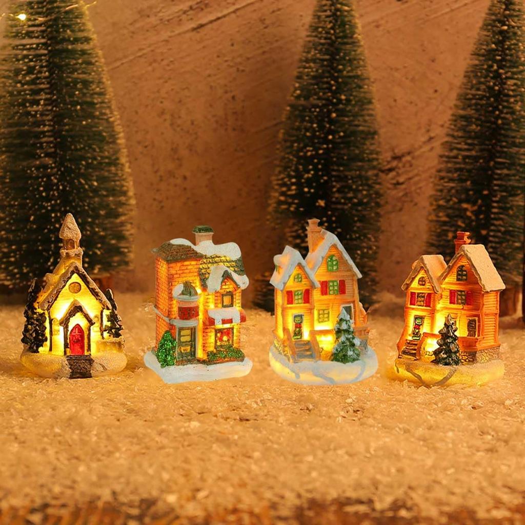 iikuru Christmas Light Christmas House Indoor Home Accessories Set Decorations, 4-Piece Set, Decorations, Decor, Decor, Accessories, (YA272)