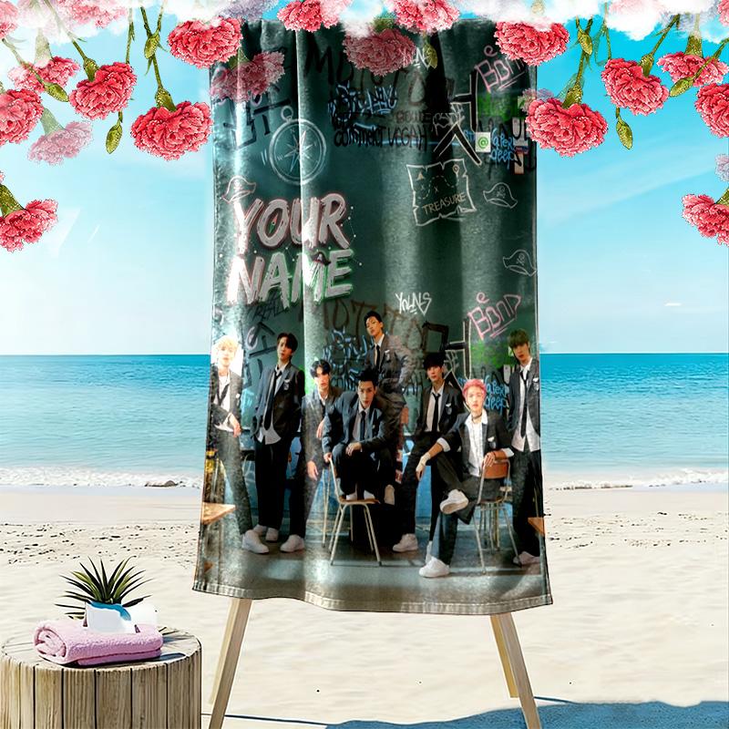 Name Custom Ateez Print Beach Towel, Large Soft Quick Dry Towel for Beach Camping Swimming