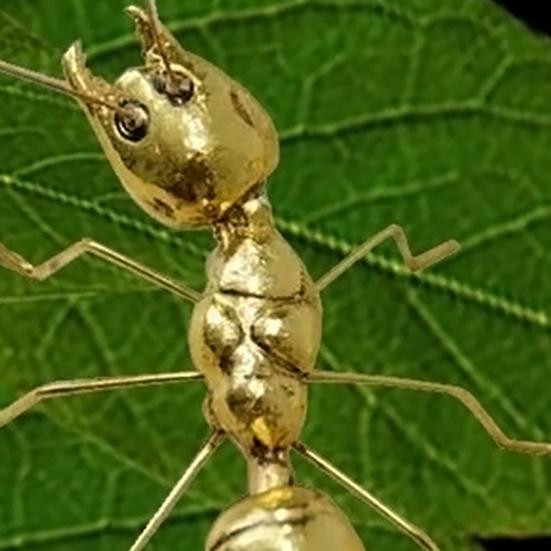 Ant Ornament Polished Alloy Golden Ant Sculpture Vintage Style Ant Statue for Home Office Garden Decoration