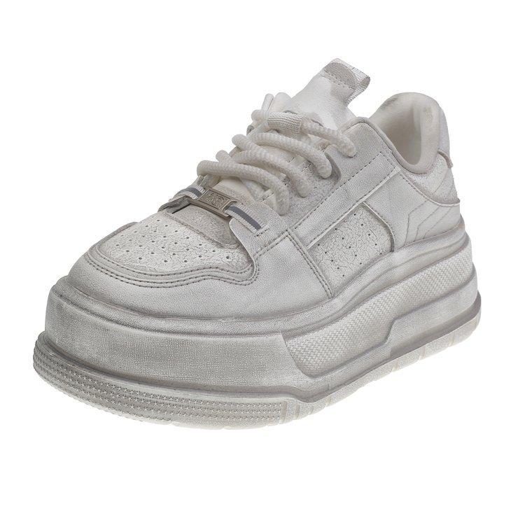 [sheii Su Yinyin] 5.5cm water floating~ waste soil old thick-soled casual leather little white dirty board shoes