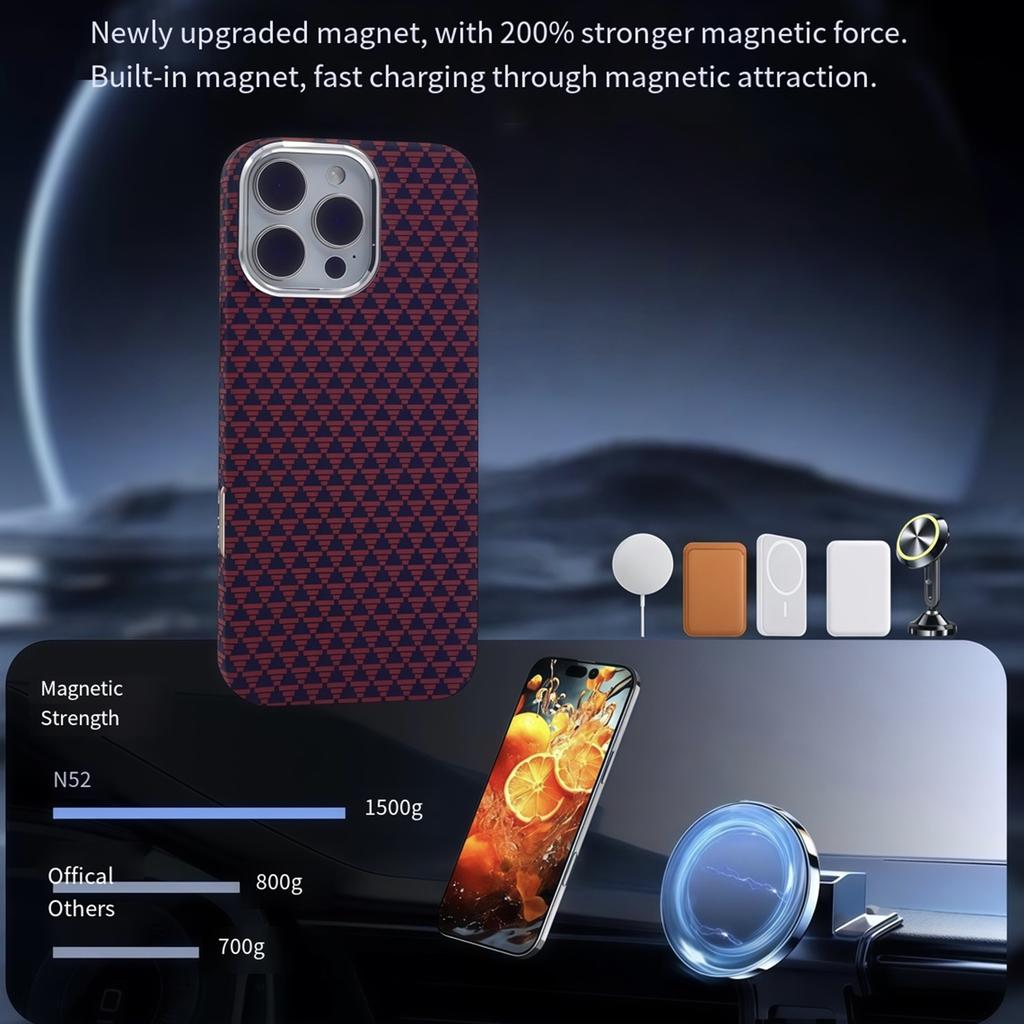 For iPhone 16 Pro Case Compatible with MagSafe Carbon Fiber Texture Hard PC Phone Cover