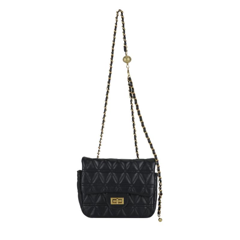 

Сумка-цепочка с ромбом женская 2024 новый нишевый дизайн летняя фактурная сумка через плечо текстурная маленькая квадратная сумка чёрный