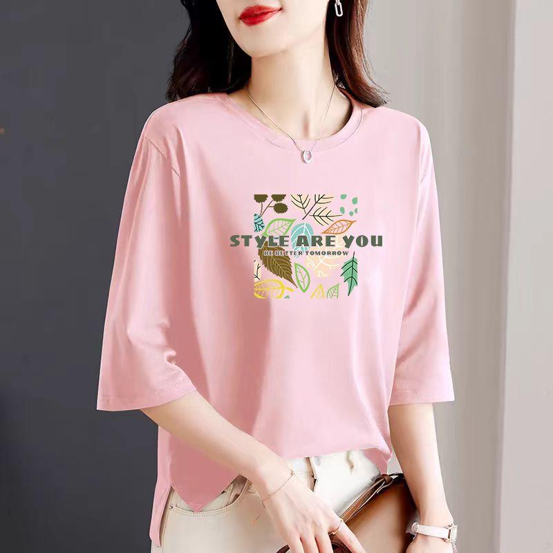 

Экспорт Экспорт Большая Распродажа 100% Чистый Хлопок Италия круглый Вырез Рукава 3/4 Топы Женская Мода Принт Молодежная Футболка Pink [leaf flower]] L