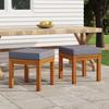 Vidaxl Gartenhocker mit Kissen, 2 Stück, 40x40x42 cm, Akazienholz