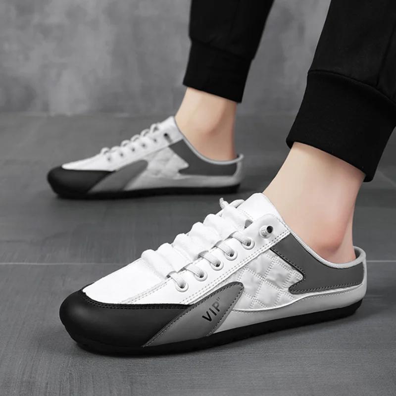 Pusčības vīriešiem Vasaras elpojošas, plakanas apakšas ikdienas apavi Vīriešu mīkstās zoles atbalsta svārki Moderni, ērti braukšanas apavi