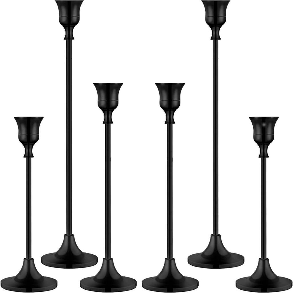 Set of 6 Elegant Bronze European Candle Holders for Romantic Tabletop Wedding and Dinner Decor