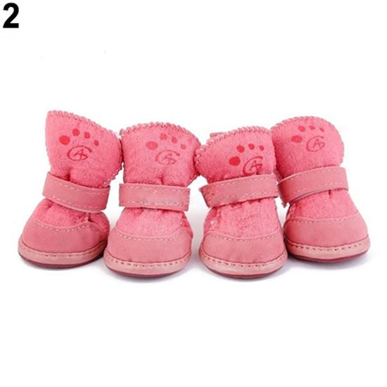 Haustier Hund Winter Anti-Rutsch-Bequem Gehen Warme Gemütliche Berber-Fleece-Schuhe Schneestiefel