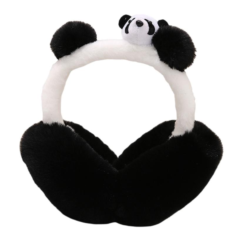 

Cartoon Panda Ear Muffs Foldable Windproof Warm Winter Ear Protectors Thick Plush Earmuffs for Student Outdoor Daily Use