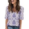 Women's V Neck T Shirts Half Sleeve Tops Printed Casual Summer Tees T Shirt Blouse