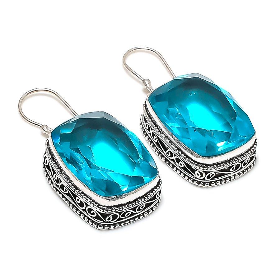 

Natural Swiss Blue Topaz Gemstone 925 Sterling Silver Jewelry Earring 1.89 E0R46