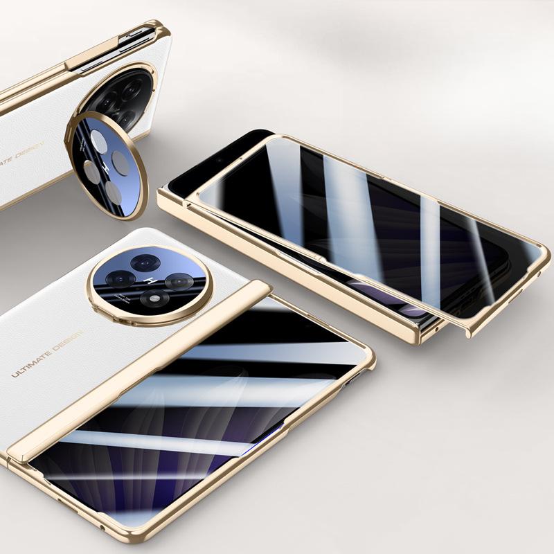 Suitable for Oppofindn5 Phone Case Film Integrated Electroplated Lens Bracket N5 Folding Full Package Central Axis Hinge Leather Case