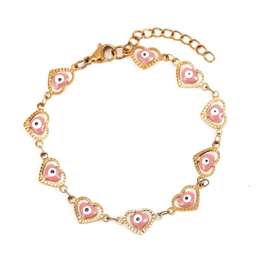 Fashion Stainless Steel Bracelet Loving Evil Eye Enamel Bead Jewelry Men and Women Devil Eye Bracelet Mexico Turkish Boho Gifts