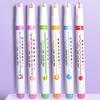 6pack Highlighter Pen Line Shaped Color Roller Tip Curve Liner Art Contour Marker Highlighter Journal School Stationery Supplies