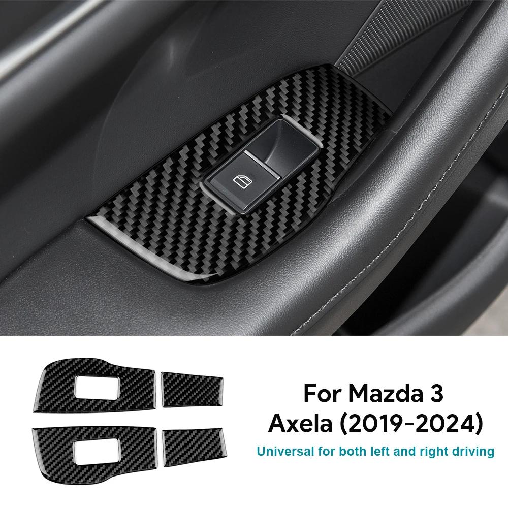 For Mazda 3 Axela 2019 2020 2025 2025 2025 2025 2025 Car Rear Door Window Lifting Frame Panel Real Soft Carbon Fiber Sticker