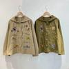 1116 Autumn New Women's Lapel Collar Japanese Shirt Loose Shirt Top Cardigan Literary and Artistic Embroidery Small Fresh
