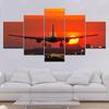 The plane flying sunset 5 piece Wallpapers modern Modular Poster art Canvas painting for Living Room Home Decor