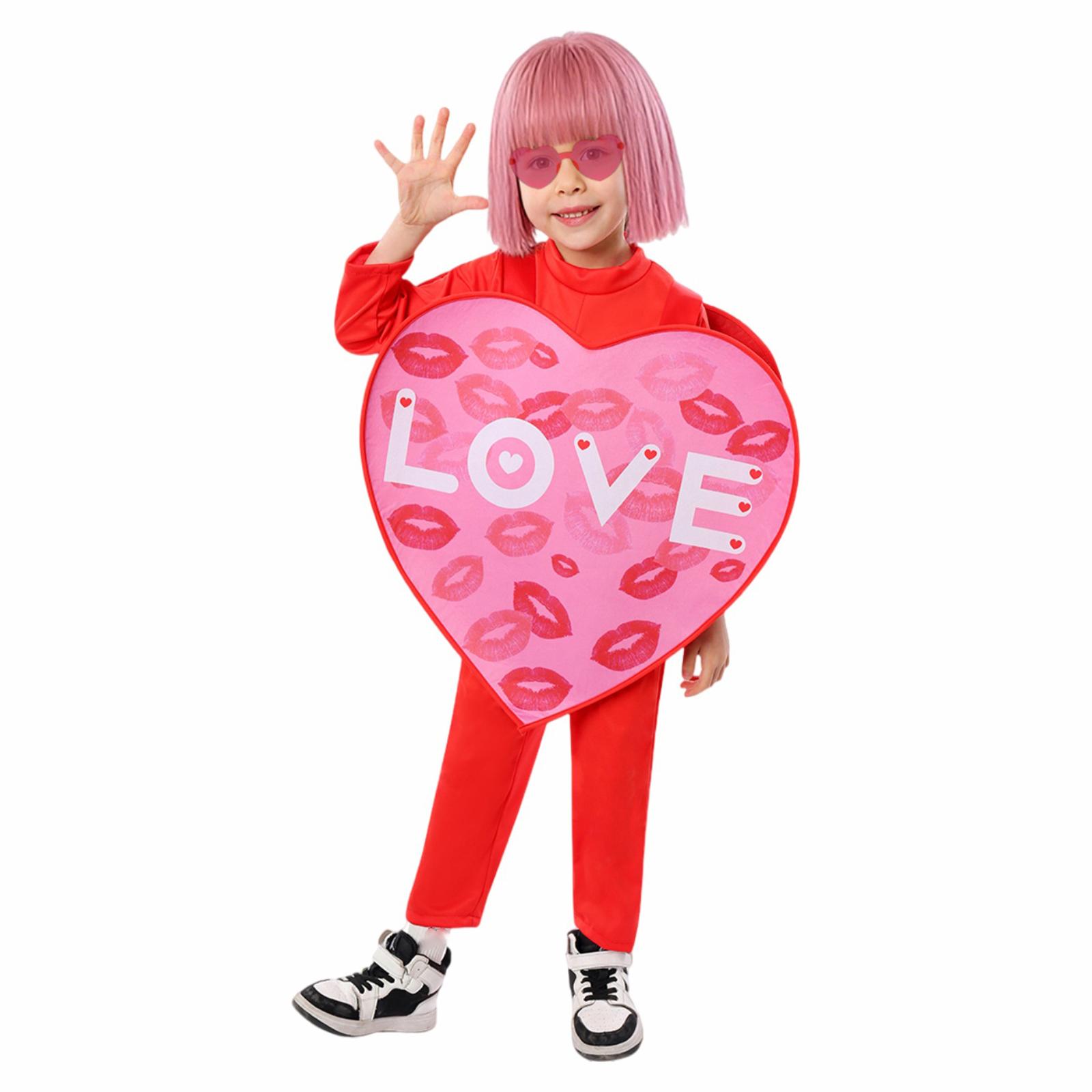 Valentine s Day Children s Love Red Lips Set Festival Party Stage Performance Costume One Size розовый