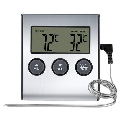 Digitales BBQ-Kochofen-Thermometer Edelstahlsonde Fleisch Küche Lebensmittel Temperaturmesser für Grill Timer-Funktion