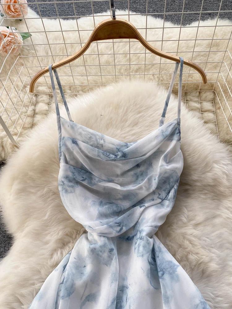 Summer Fashion Long Dress Women Print Floral Sexy Hollow Backless Strappy Party Dress Female Boho Vacation Beach Outing Sundress