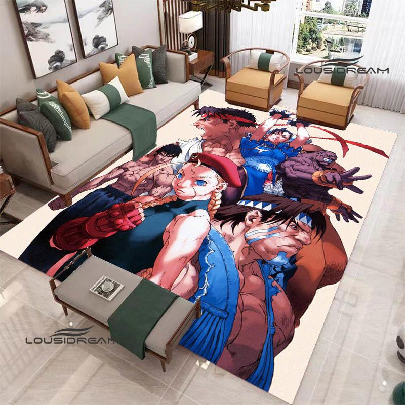 Klassisches Spiel Street Fighter Bedruckter Teppich Wohnzimmer Schlafzimmer Teppich Rutschfeste Fußmatte Foto-Requisiten Geburtstagsgeschenk