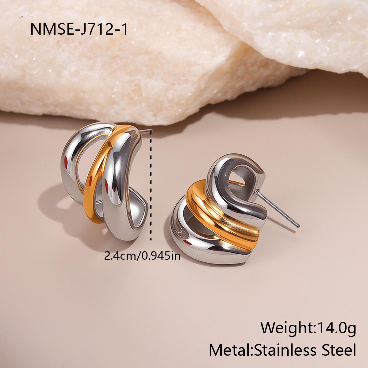 GEMCHIC Women s 18K Gold Plated Two-Tone Stainless Steel Hoop Earrings Minimalist Geometric Fashion Jewelry