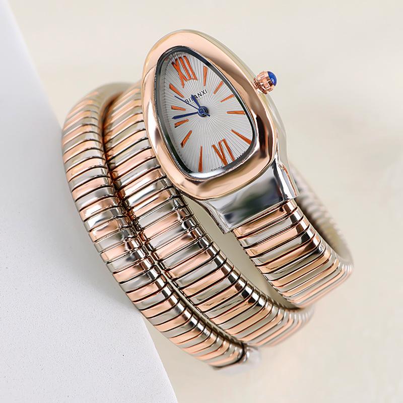 Fashion Snake Women's Quartz Watches Hot Sale Two-ring Coil Watch Strap Luxury Gold  Rose Gold Bracelet Wristwatch Gift Relogio