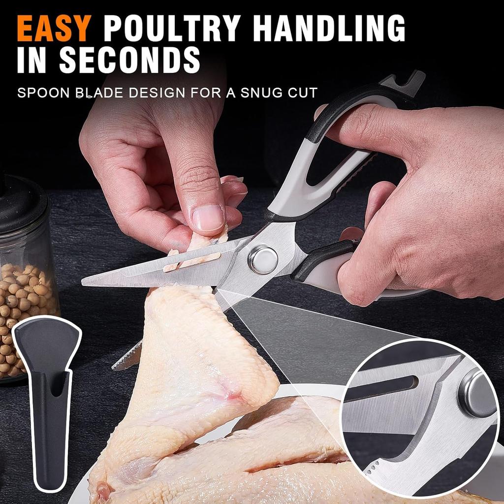 2 Pack Kitchen Scissors All Purpose Set with Magnetic Holder, Heavy Duty Kitchen Shears for Meat,Vegetable,Chicken,Fish,dismountable Cooking Scissors