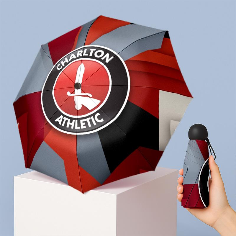 Charlton Athletic FC Mini 5 Fold Pocket Umbrella Compact Lightweight Anti UV Rain Sun Protection Umbrella Portable Travel Umbrella