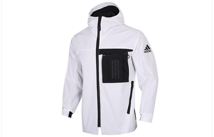 Adidas Zip Patch Pocket Woven Fleece Lined Multi Pocket Jacket Winter Men s White FM9394 XL