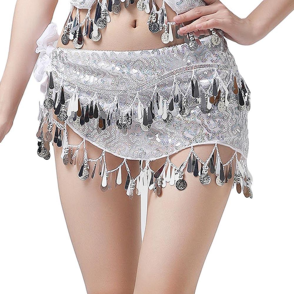 Sequins Women Belt Skirt with Gold Color Coin Belly Dance Belt Belly Dance Hip Scarf Show Costumes