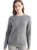 Round Neck Long Sleeve Cashmere Pullover - 2025 Women's Solid Color Knit Base Layer Sweater