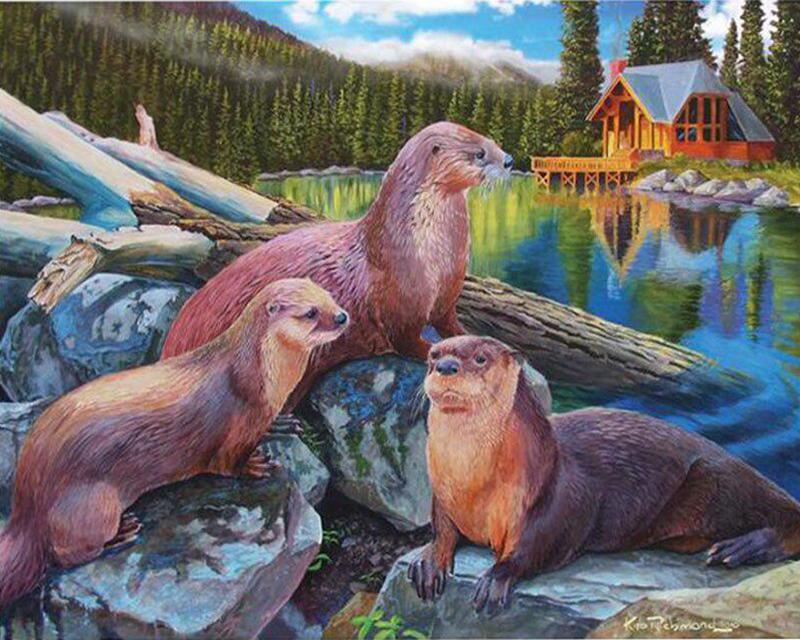 מקדחה מלאה ציור יהלומי מרובע חלום מנגרובים נוף תמונה של יהלומי ריינסטון רקמת זאב סוס בעל חיים תפר צלב דקור לבית