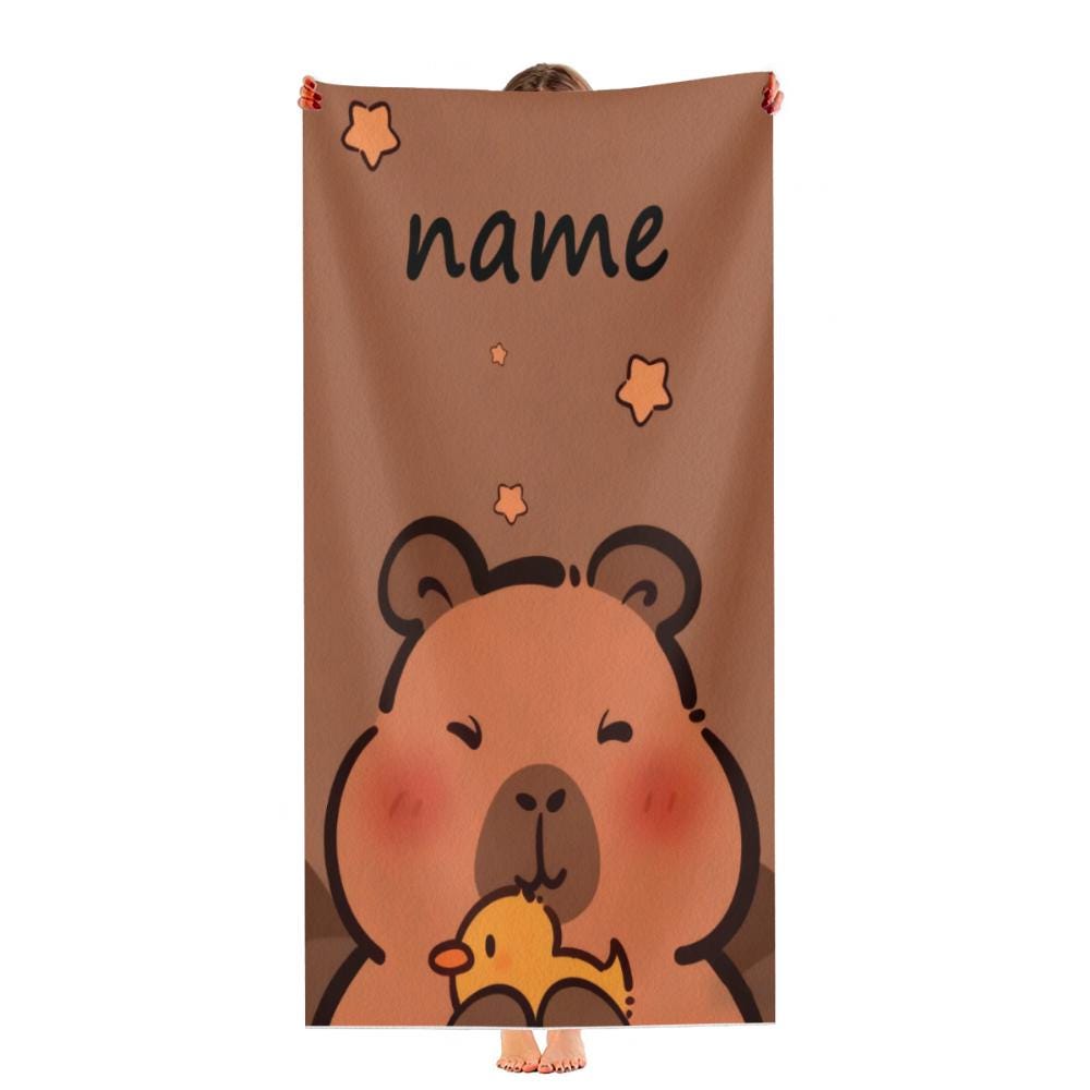 Capybara Beach Towel, Cute Animal Print Pool Towel, Soft Quick Dry Vacation Travel Bath Towel for Adults Kids W30*H60(CM)