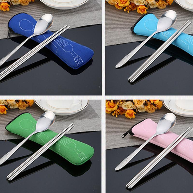 Edelstahl Bestecktasche Waschbar mit Reißverschluss Besteckset Etui Tragbare Tasche für Abendessen Haushaltswerkzeug Reisen Camping Löffel