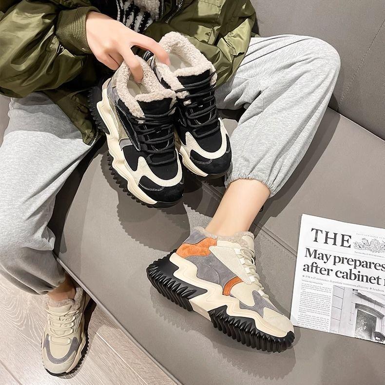 winter fashion women's cotton shoes high-quality thick soled non slip sports cotton boots with plush insulation snow boots