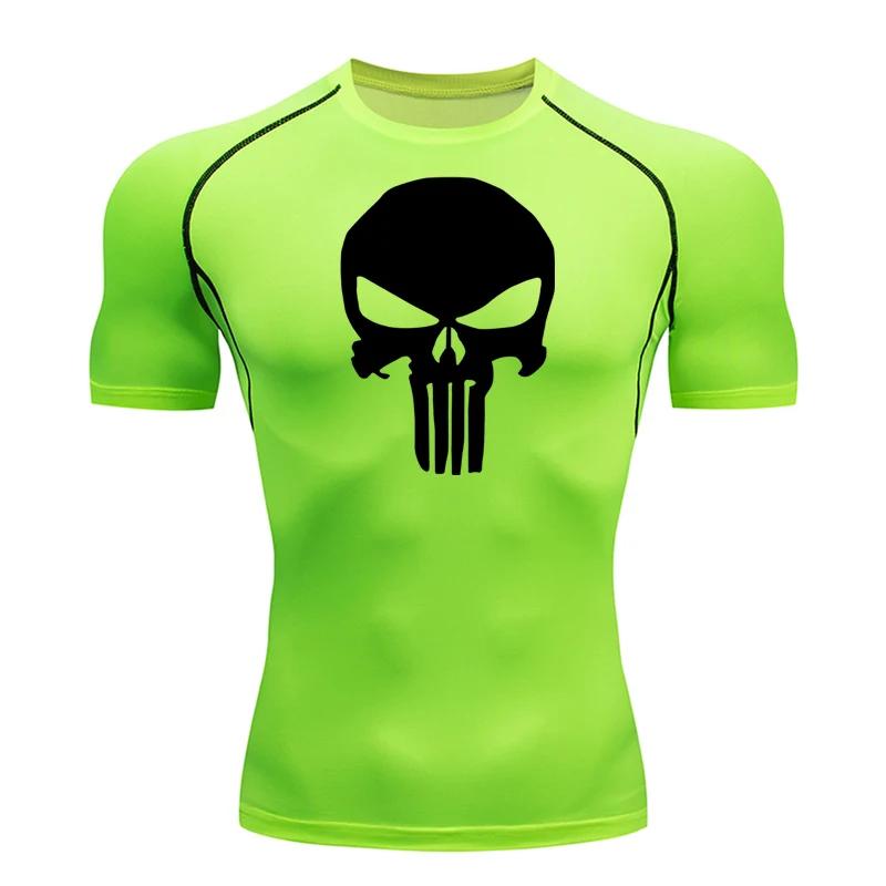 Sportswear Men's Tops T-Shirts Summer Short Sleeve Compression Shirt Fitness Top Running Skull Breathable Jogging Bodybuilding Tight
