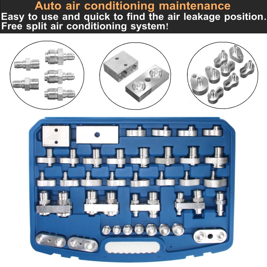 Auto Air Conditioning Leak Detector Detection Tools Silver A/C System Repair Kit Leak Tools Kit for Truck/Car