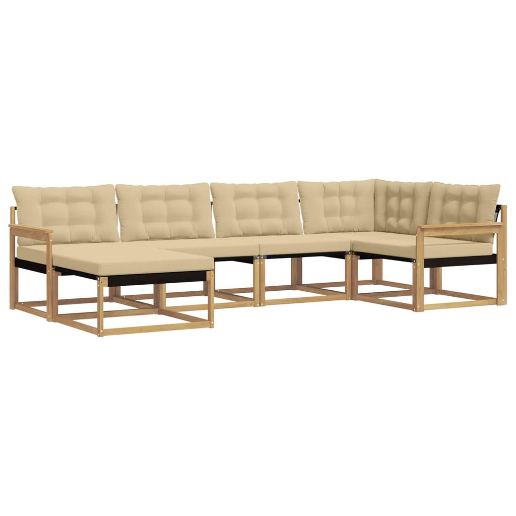 Outdoor Sofa Set with Cushions 6 pcs White and Beige