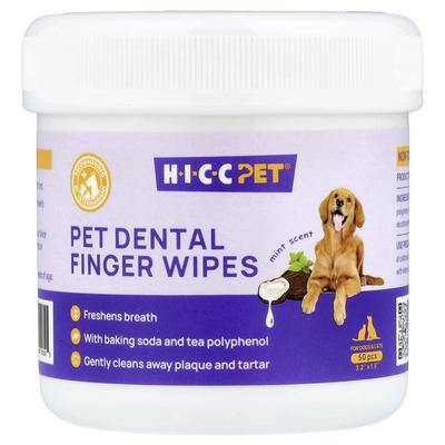 HICC Pet, Pet Dental Finger Tissues, for Dogs and Cats, Mint, 50 Count
